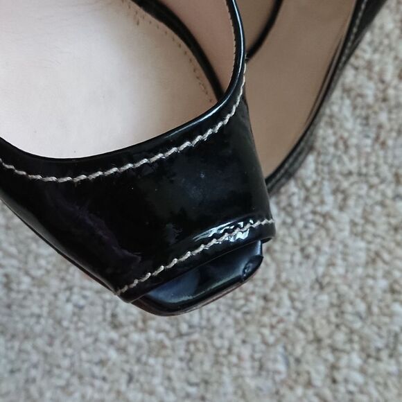 Prada Black patent leather Wedge Heels size 7.5 - Picture 6 of 7